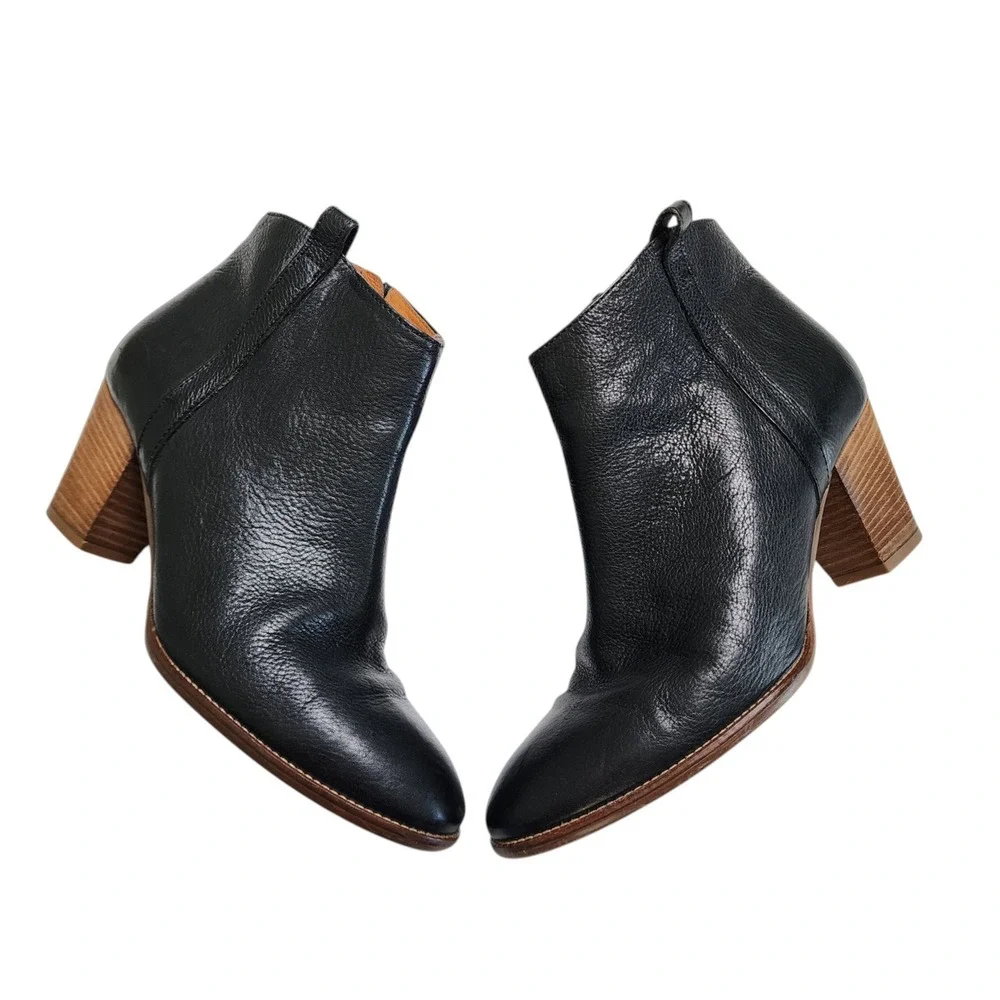 Madewell Womens The Billie Ankle Booties Size 9 Black Leather Side Zip Heel